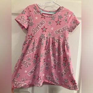Pink Barbie Logo & Star Pattern Toddler Dress, Size: 5T, EUC